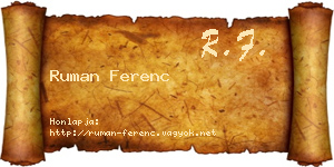 Ruman Ferenc névjegykártya